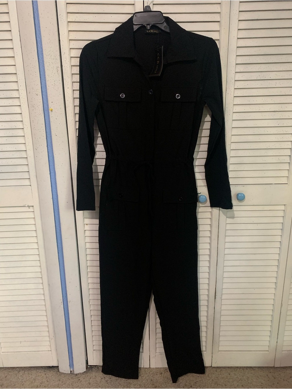 CCK Style Black Long Sleeved Utility Jumpsuit